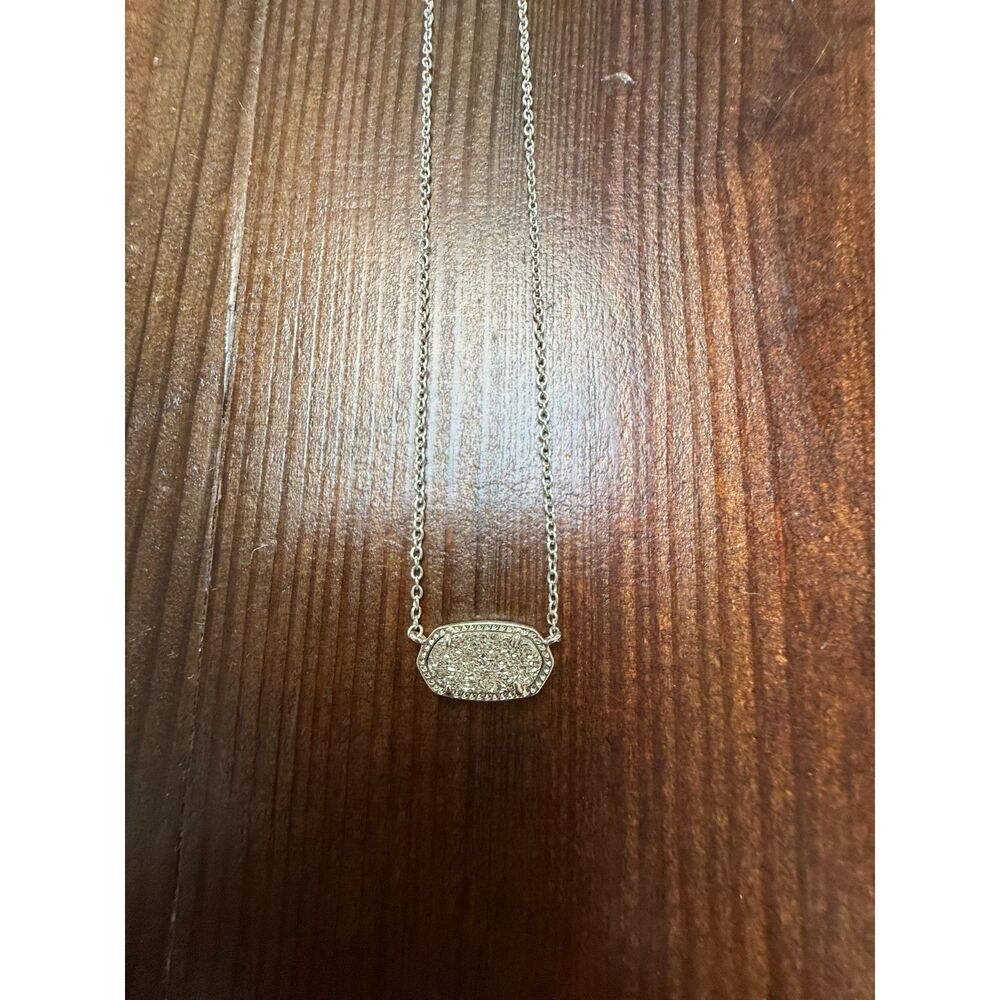 Kendra Scott Elisa Pendant Necklace In Platinum Drusy Silver - Picture 5 of 5